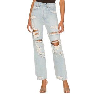 Agolde 90s Mid Ride Loose Fit (Distressed, Light Wash), size 28